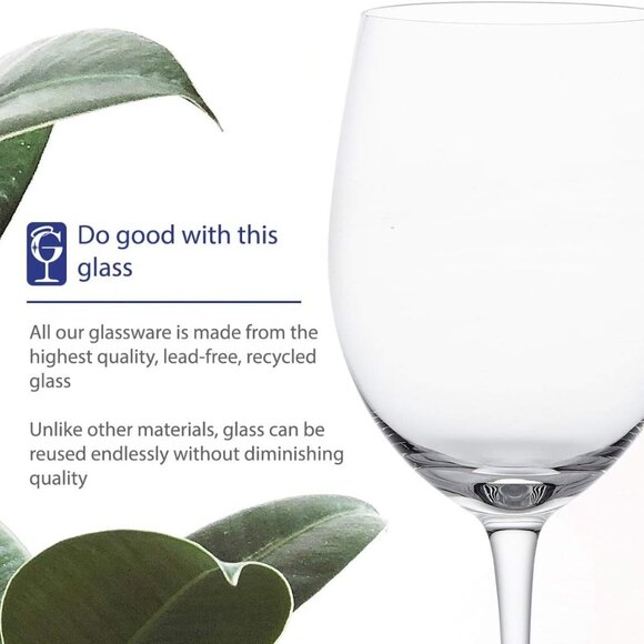 Classic Wine Glasses with Stems l (15oz) l Hand Blown Premium Crystal l Set of 4 - Picture 6 of 10